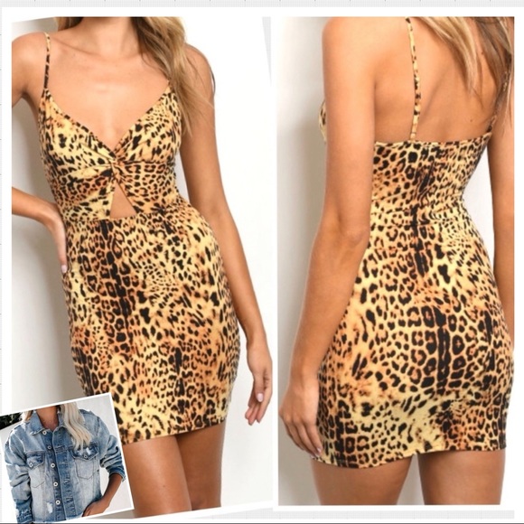 ✨”IN THE WILD”✨BODYCON ANIMAL LEOPARD PRINT DRESS-SLIP-TUNIC NEW - Picture 4 of 6